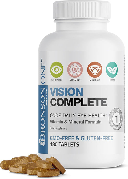 Bronson ONE Daily Vision Complete Eye Health Support Multivitamin - 180 Tablets