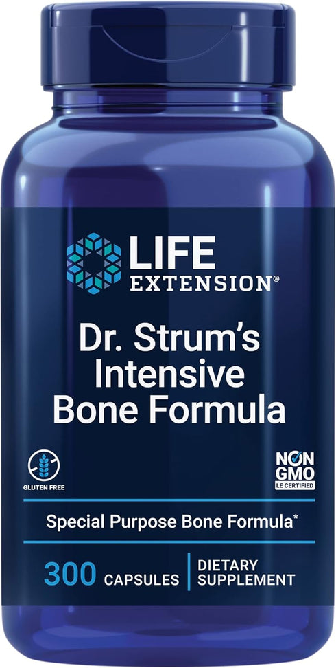 Life Extension Dr. Strum's Intensive Bone Formula | Cissus quadrangularis, Calcium, Vitamin D3, K2, Magnesium, Zinc,
