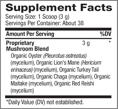 BareOrganics Mushroom Immune Blend Powder, Organic Superfood, Vegan Dietary Supplement, 4 Ounces