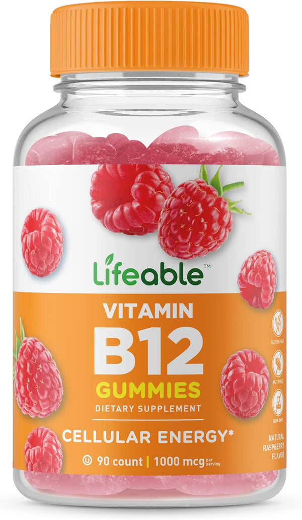 Lifeable Vitamin B12 Gummies for Adults - 1000 mcg, Great Tasting B12 Vitamins, Non-GMO, Vegan B12 for Energy and