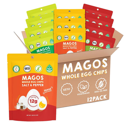Magos Egg Chips Variety Pack Healthy Snack, High Protein Low Carb, Light