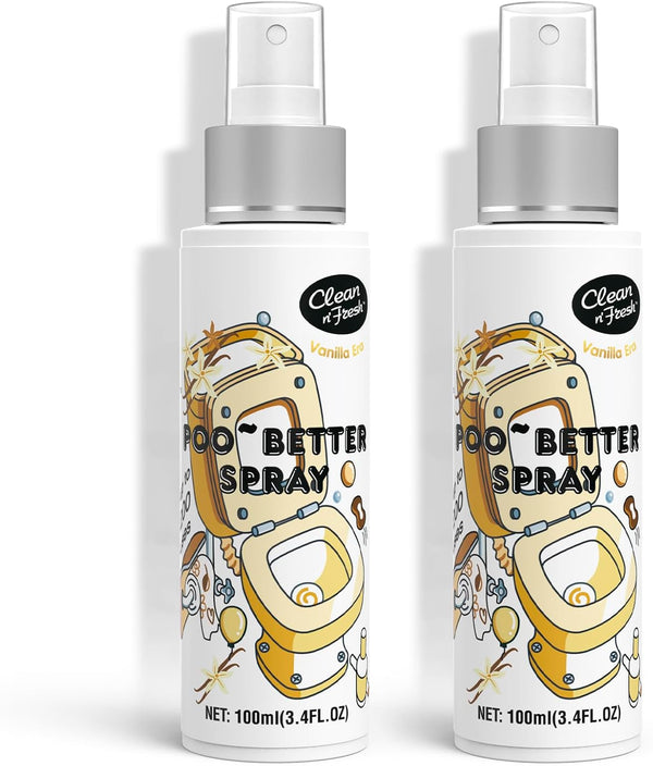 Clean-n-Fresh Toilet Spray, 6.8 Fl.Oz, Vanilla Scent - Natural Plant Essential Oil Air Freshener