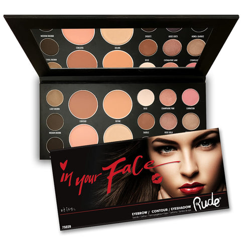 Rude Cosmetics In Your Face 3-in-1 Palette Makeup for Women, 0.84 oz