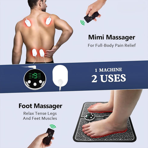 Phixnozar TENS & PMS, Transcutaneous Electronic Nerve Stimulator, EMS Foot Massager Mat for Muscle Relaxation,Back