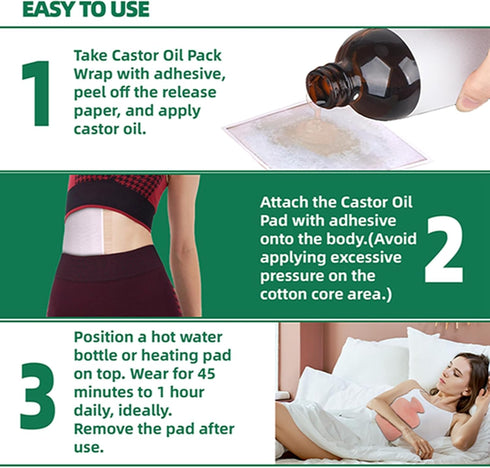 Pack 20 5.9x7.9in(15x20cm)Self-Adhesive Inflammation Waterproof Castor Oil Patches Wrap, Pcs Organic Cotton Patch