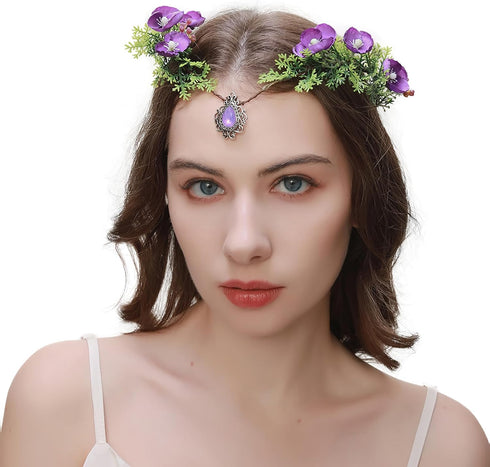 Vivivalue Flower Crown Headband for Women - Floral Halo Girl Flower Headpiece for Wedding Party Photos