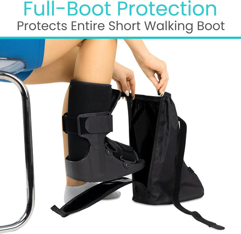 Vive Walking Boot Cover Waterproof - for Medical Orthopedic Brace & Cast, Fractured Foot Accessories - Prevents