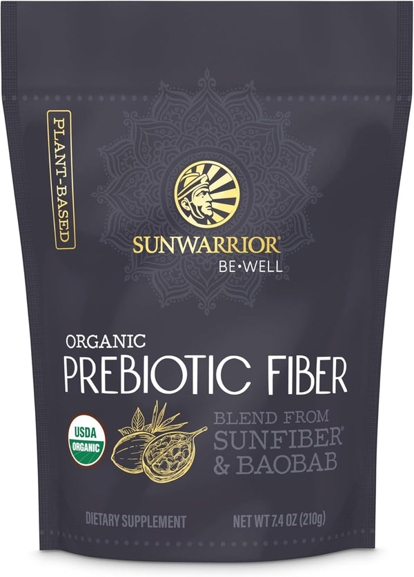Sunwarrior Fiber Supplement Prebiotic Organic | Vegan Plant-Powered Gut Health Booster | 8oz Pouch (30 SRV)