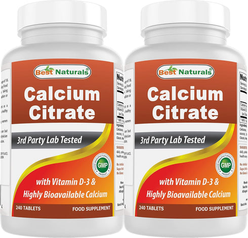 Best Naturals Calcium Citrate with Vitamin D-3 - 240 Tablets (Pack of 2)