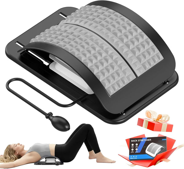 teepten Back Stretcher for Lower Back Pain Relief, Adjustable Lumbar Traction Device, Ergonomic