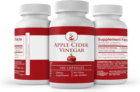 Pure Original Ingredients Apple Cider Vinegar, 100 Capsules, Pure, Lab Verified