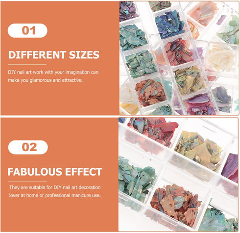 Lurrose 3 Boxes Nail Art Shell Decoration Irregular Nail Glitter Foil Slice Broken Piece Stickers Crushed Seashell Manicure Charm for DIY Craft Supplies by Lurrose