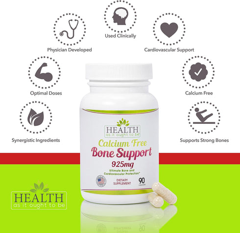 Health As It Ought To Be Calcium Free Bone Support Supplement, Ultimate Bone and Cardiovascular Protection, 90 Capsules