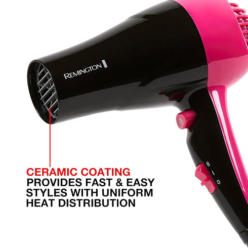Remington Compact Styler - Small & Portable Hair Dryer, Ceramic Blow Dryer with 2 Heat/Speed Settings, Travel Size
