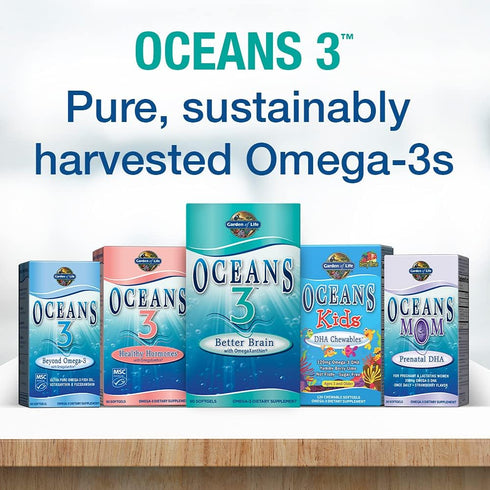 Garden of Life Ultra Pure EPA/DHA Omega 3 Fish Oil - Oceans 3 Beyond Omega 3 Supplement, 60 Softgels