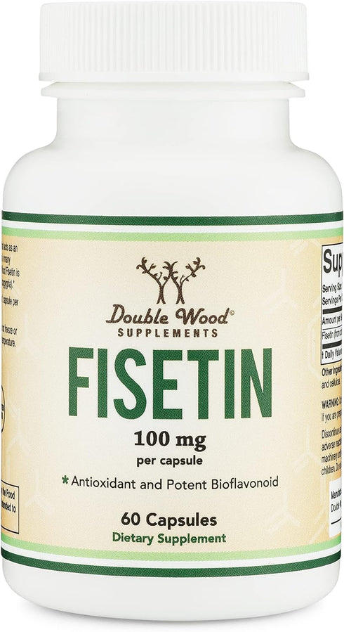 Fisetin Supplement 100mg of Bioactive Flavonoids, 60 Count, Aging Support Senolytic by Double Wood