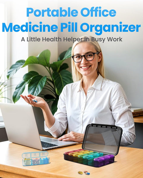 ASprink Weekly Pill Organizer, 3 Times a Day Medicine Case, Daily Pill Box 7 Day Organizer for Vitamins & Medication