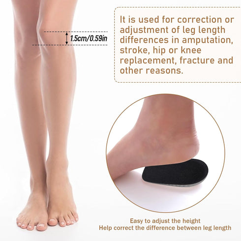 KALIONE 1/2 Inch Heel Lifts for Leg Length Discrepancy Gel Height Increasing Insoles Soft Shoe Lifts for Women Men