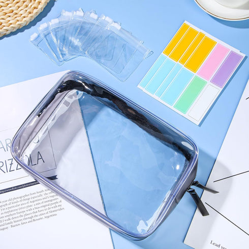 Meanplan 50 Pcs Reusable Pill Pouches, Clear Zippered Pill Bag, Transparent PVC Toiletry Carry Pouch, Travel Organizer