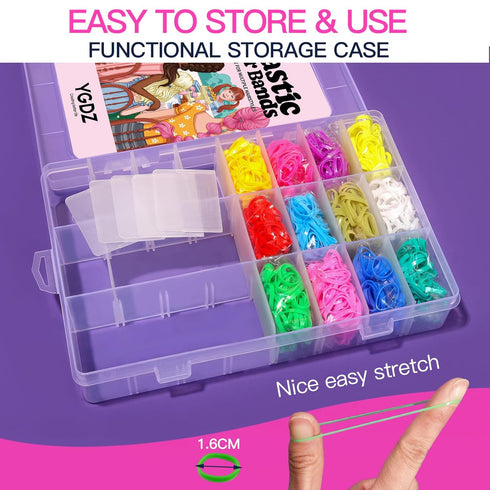 YGDZ 1500 pcs Mini Hair Rubber Bands - 24 Colors Small Hair Ties, Ponytail Holders, Colorful Accessories for Toddler,