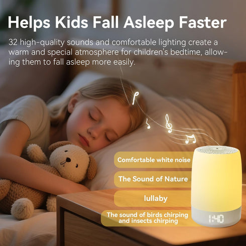 PLJVOYK 32 Sound Machine White Noise Machine with Soothing Sounds, Bluetooth Speaker Alarm Clocks for Bedrooms