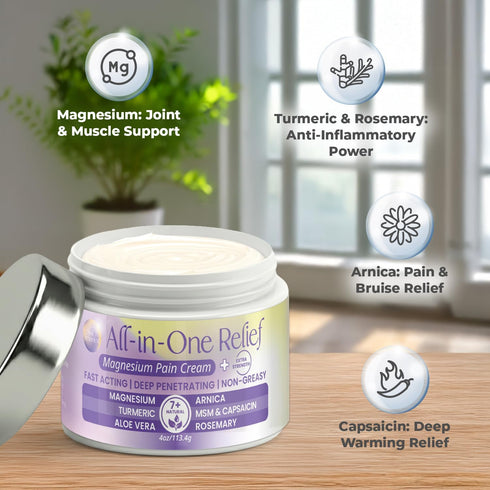 PURPLE CANYON All in One Magnesium Pain Cream Natural Pain Relief Cream with Arnica, MSM & Capsaicin for Muscle & Joint