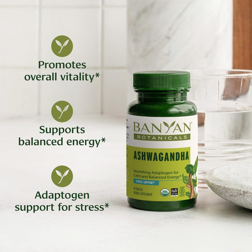 Banyan Botanicals 1000mg Ashwagandha Tablets, Organic Root, 90 Tablets, Non-GMO Vegan