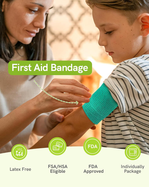 FriCARE Self Adhesive Bandage Wrap - 2 Inches X 5 Yards, 6 Rolls, Rainbow Medical Tape for First Aid