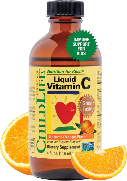 CHILDLIFE ESSENTIALS Liquid Vitamin C - Liposomal Vitamin C Liquid, Immune System Support, Natural Orange, 4 Fl Oz