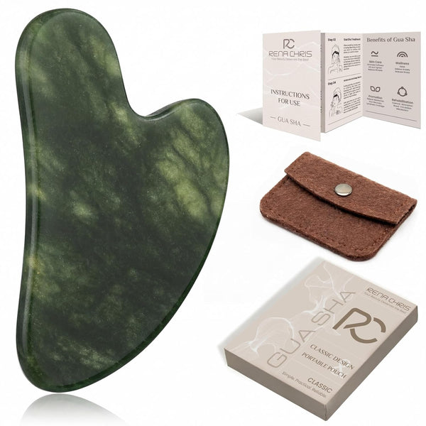 Rena Chris Gua Sha Facial Tools, Xiuyan Jade Guasha Tool for Acupuncture,