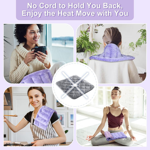 SuzziPad Microwave Heating Pad 7x16 - Moist Heat Pack for Pain Relief, Cramps, Muscle Ache, Purple