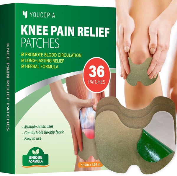 Knee Relief Heat Patches 36 Count - Natural Herbal Plaster for Long Lasting Muscle & Joint Relief