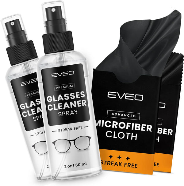 EVEO Glasses Cleaner Spray - Eyeglass Cleaner (No Streaks)| x2 Eye Glass
