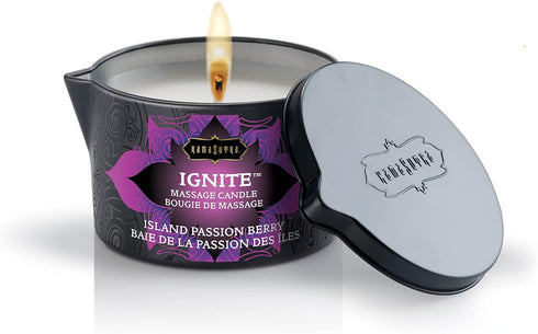 Massage Oil and Massage Candle Island Passion Berry- Date Night Couples Wax Play, Natural Carrier Oils - Sensual