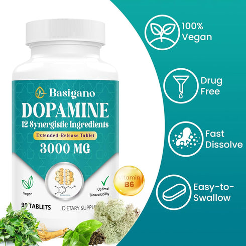 Natural Dopamine Supplement, Gluten-Free, 90 Tablets, Pack of 2