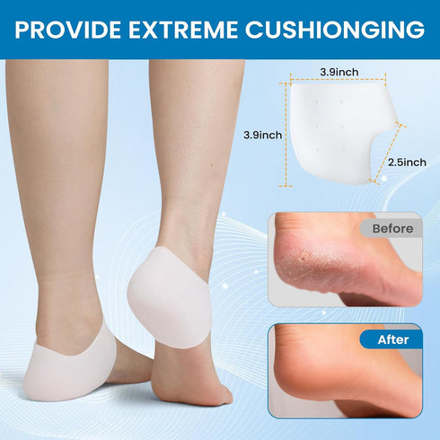 Plantar Fasciitis Gel Heel Protectors - 3 Pairs Heel Cups for Women & Men, Pain Relief Cushions for Achilles Tendonitis