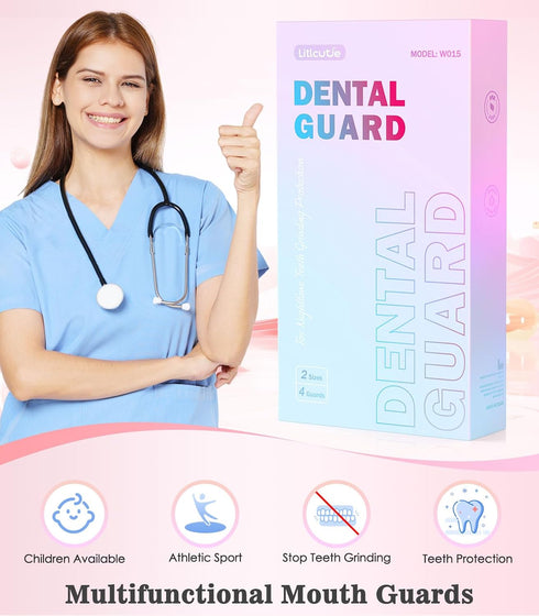 Mouth Guard for Grinding Teeth - 4 Pack Moldable Teeth Guard for Night Sleep, Ventilated Teeth Grinding Guard Box