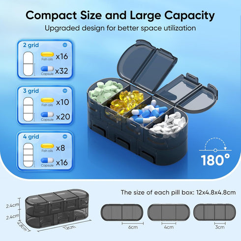 Wangculiao 2/3/4 (2PC Weekly Pill Organizer Travel, Times a Day, Double-Sided Opening Design, Portable Pill Box