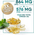 Triple Strength Omega 3 Fish Oil, 2400 mg Supplement - 60 Softgels for Brain & Heart Health Support