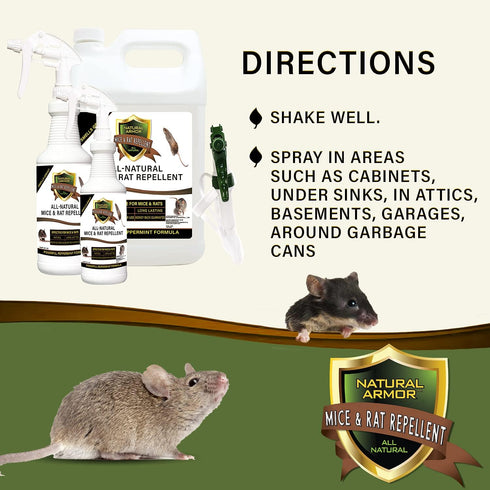 Mice & Rat Repellent, Peppermint Spray for Mice, Rats & Rodents, Natural Indoor & Outdoor Use, 128 OZ Refill