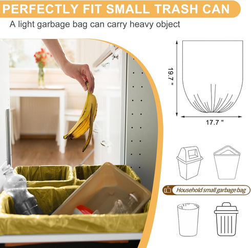 5 Rolls Small Trash Bags, 2.6 Gallon, 100 Count, Durable Plastic Bags for Kitchen Office Home