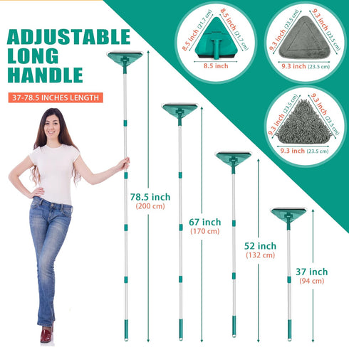 JEHONN Wall Cleaner Mop with Long Handle 82 Inches, 3-in-1 Duster with 6 Replacement Microfiber Pads for Walls