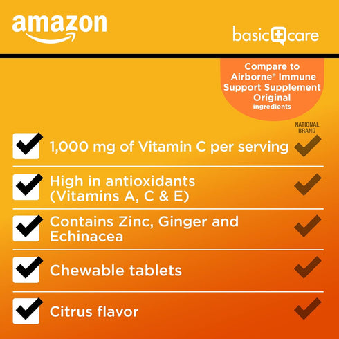Amazon Basic Care Immune Support Citrus Chew Tablets, 116 Count