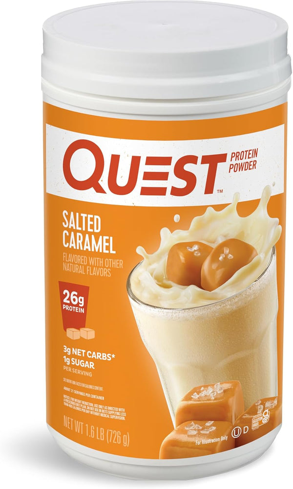 Quest Nutrition Salted Caramel Protein Powder; 26g Protein; Low Carb; 1g Sugar; Gluten Free; 1.6 Pounds; 24 Servings