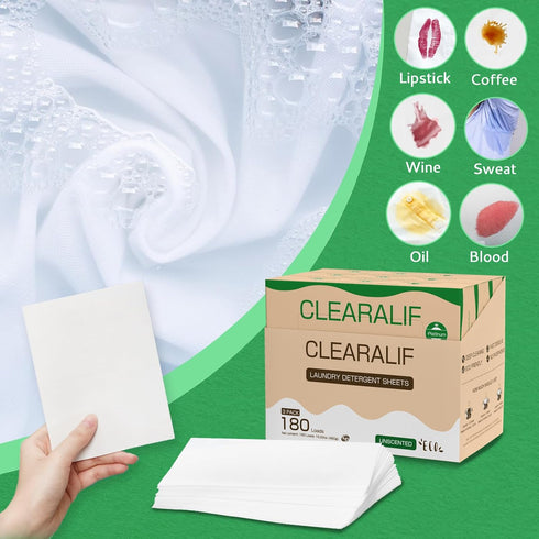 Laundry Detergent Sheets - Up to 180 Loads, Fresh Unscented, Eco-Friendly, Lightweight, No Plastic