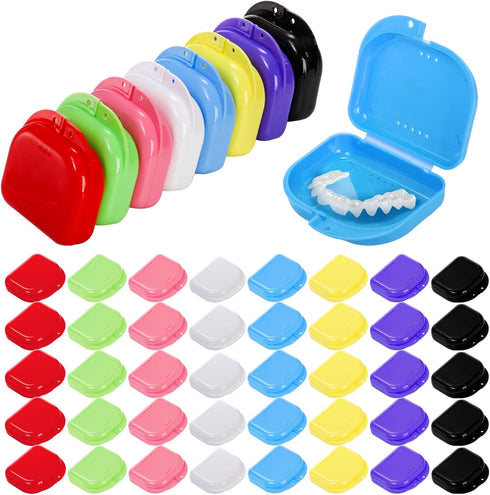 ZENFUN 40 Packs Retainer Case with Vent Holes - Dental Storage Container Box for Aligners, 8 Colors