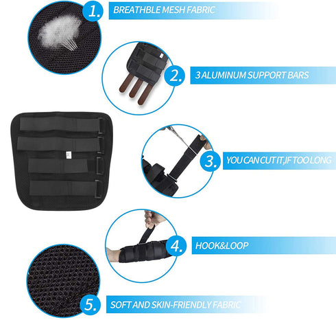 Adult Kid Elbow Brace Splint Cubital Tunnel Syndrome Adjustable Elbow Support Brace Fracture Immobilizer Protector Tennis Arm Stabilizer Night Sleep Elbow Arthritis Tendonitis Pain Relief Splint Wrap