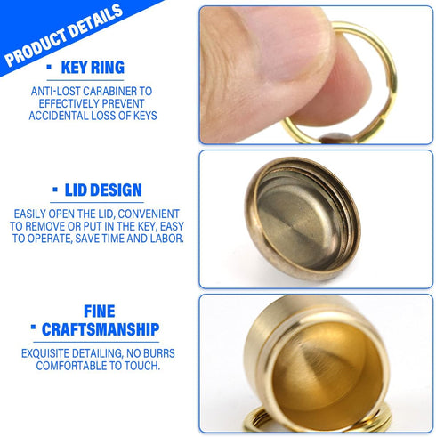Katigate Pills Bottle Keychain, Copper Acorn Shaped Medication Small Empty Bottles Key Pendant Mini Pill Case Holder
