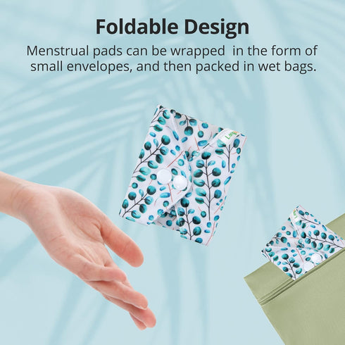 7pcs Set Mini Wet Bag + 6pcs Absorbent Reusable Sanitary Pads/Washable Cloth Menstrual Pads (Autumn, S)