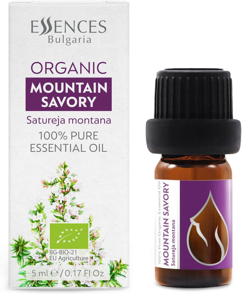 Essences Bulgaria Organic Mountain Savory Essential Oil - 1/6 Fl Oz | 5ml | 100% Pure and Natural, Therapeutic Grade